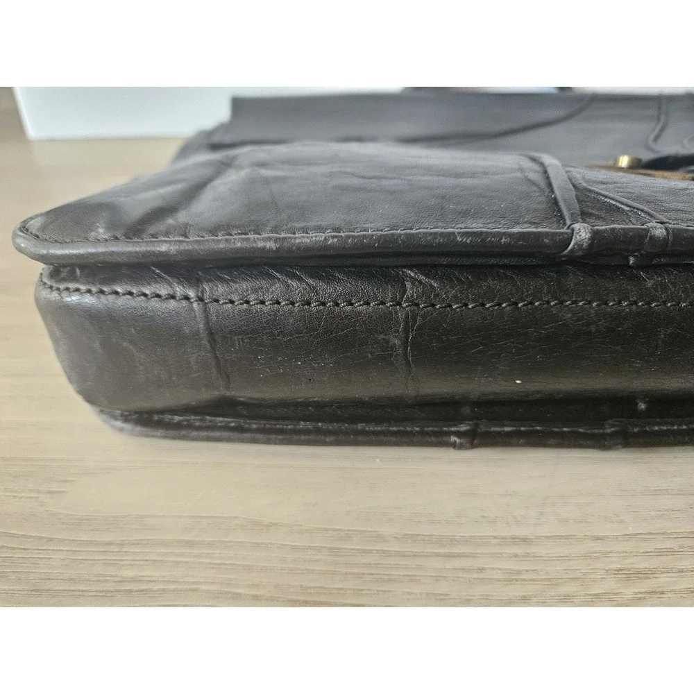 Vintage 1981 Black Leather Briefcase Working Key Fits 15
